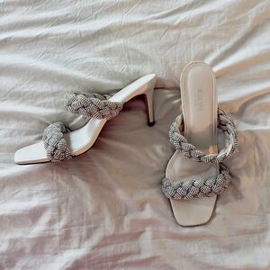 Silver Braided Heeled Sandals